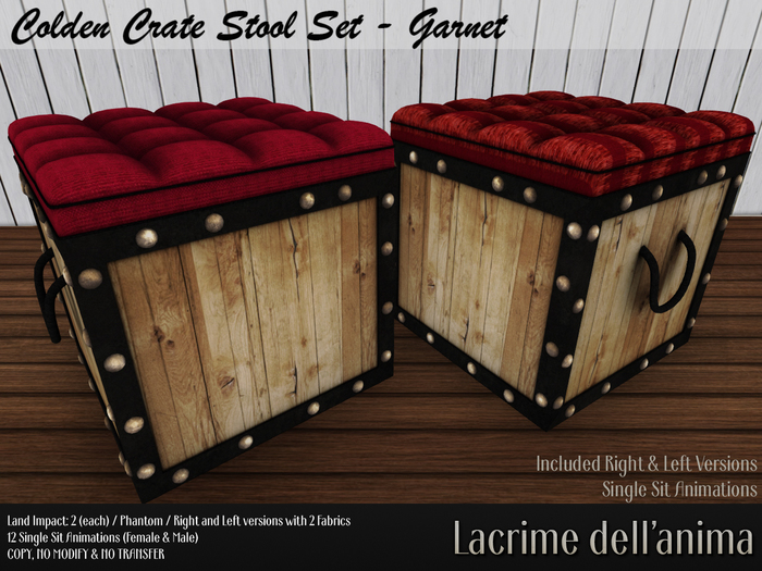 (BOX) Colden Crate Stool Set - Garnet