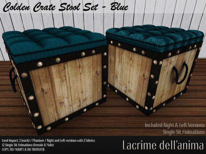 (BOX) Colden Crate Stool Set - Blue