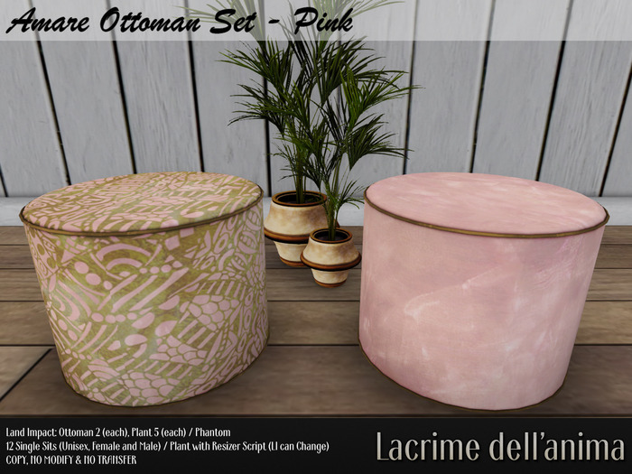 (BOX) Amare Ottoman Set - Pink