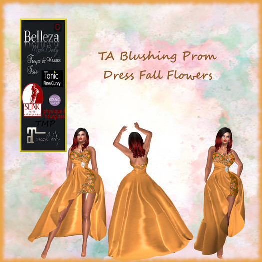 TA Blushing Prom Dress Fall Flowers