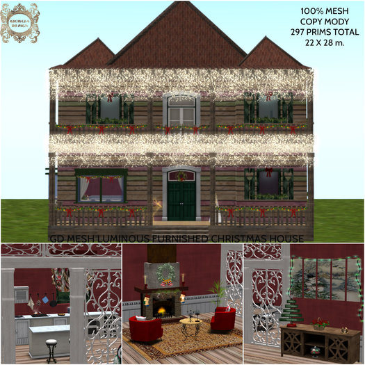 GD MESH LUMINOUS FURNISHED CHRISTMAS HOUSE