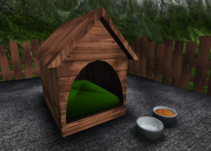 Wooden Doghouse/Furry Bed