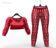*** Harmonia Original Fuchsia Snow Jammy Outfit Maitreya Christmas Winterfest Pants Cropped Shirt Set