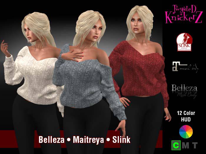 ::TK:: Riley Off Shoulder Cable Knit Sweater