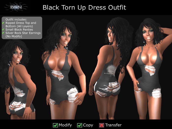 BSN Black Torn Up Dress Outfit