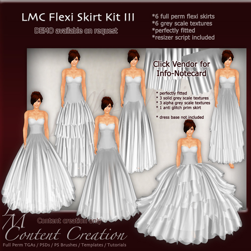 LMC Full Perm Prims  - Flexi Skirt Kit III - Luscious Gowns & Bridals