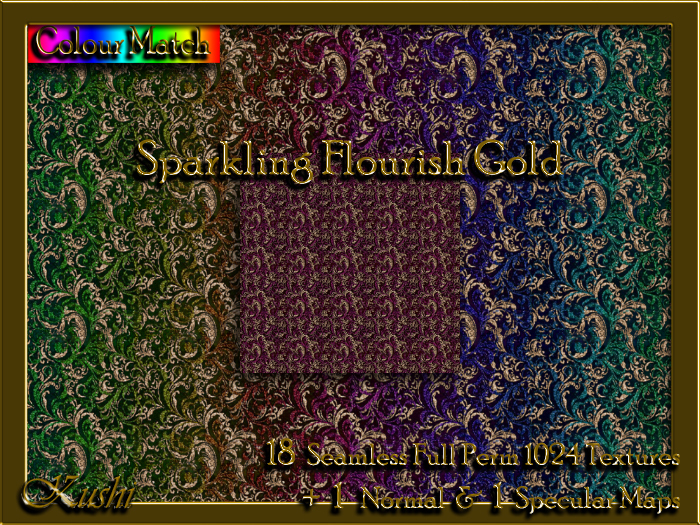 !Kushi! SparklingFlourishGOLD Textures -WearToUnpack