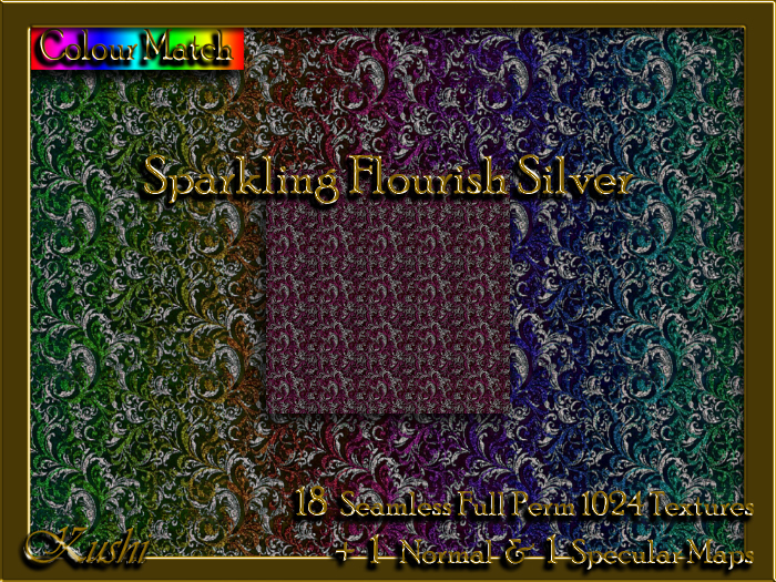 !Kushi! SparklingFlourishSILVER Textures -WearToUnpack