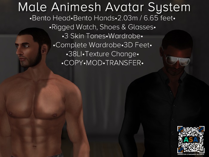 Male Animesh Bot for AVsitter / NPC - Bento Head & Hands!