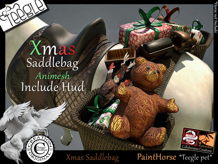 *.* Xmas SaddleBag Teegle PaintHorse