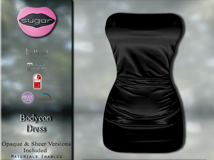 :-:SUGAR:-: Bodycon Fetishe Dress {BLACK & SHEER}