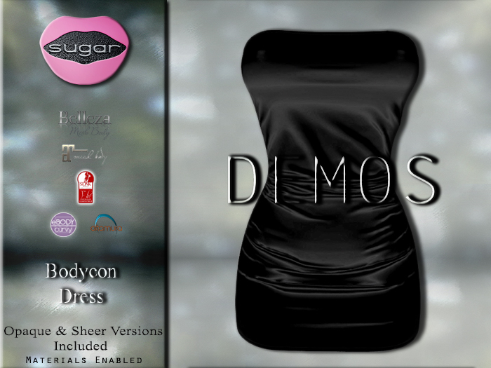 :-:SUGAR:-: Bodycon Fetishe Dress {BLACK & SHEER} DEMO