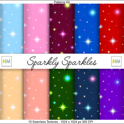 Sparkly Sparkles Patterns Kit 10 Seamless Textures NM