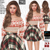 OFFSHOULDER SNOWFLAKE SWEATER AND SKIRT,altamura,maitreya