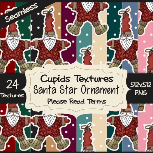 *Cupids Textures * 24 SANTA STAR ORNAMENT