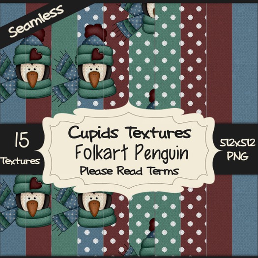 *Cupids Textures * 15  FOLKART PENGUIN
