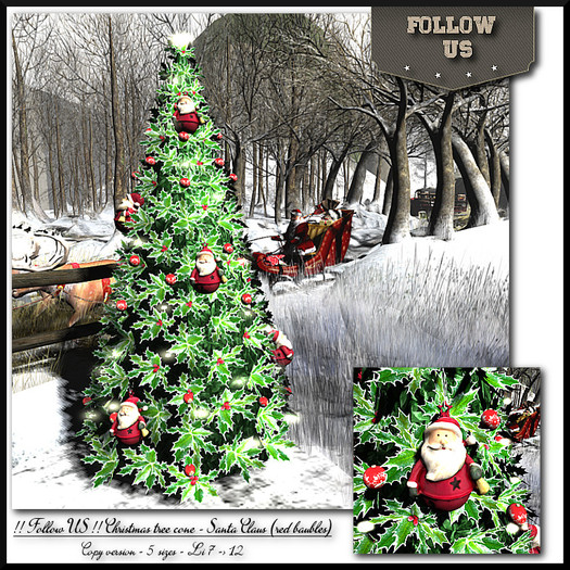 !! Follow US !! Cone Christmas trees (Santa Claus red) COPY Box