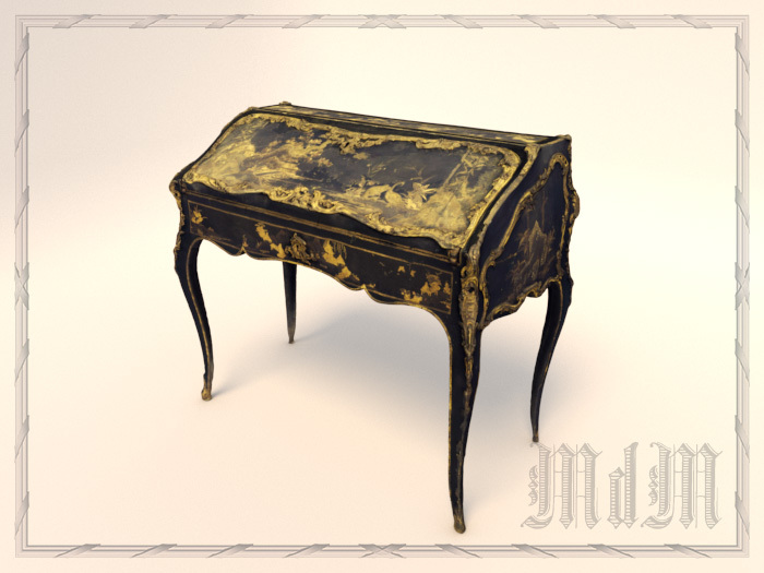 Rococo Chinoiserie Bureau a Pente