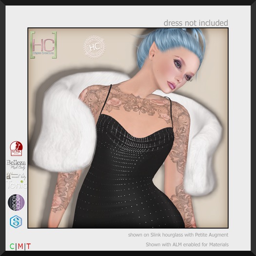 [HC] Grace White Faux Fur Stole for Slink, Belleza, Maitreya, eBody, Signature & Tonic