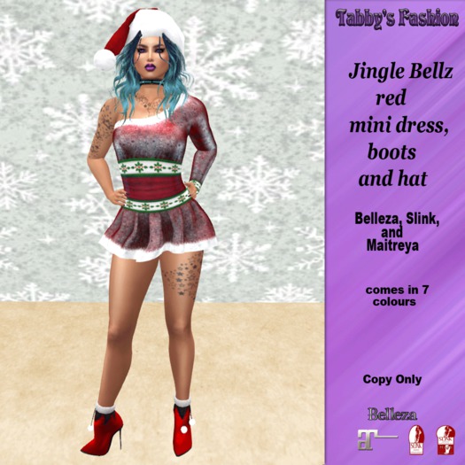 Jingle Bellz red dress, boots & hat 