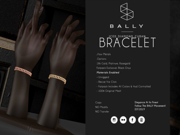 'BALLY' Iced Diamond Cuban Bracelet Rosegold