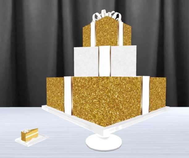 Christmas Present Gold Cake