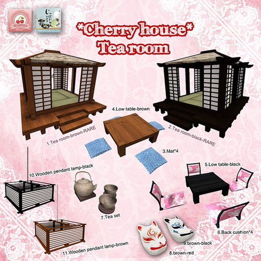 3.Cherry house-Tea room-Mat*4