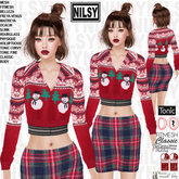 ZIPPED SNOWMAN SWEATER AND CHECK SKIRT,ALL BODIES