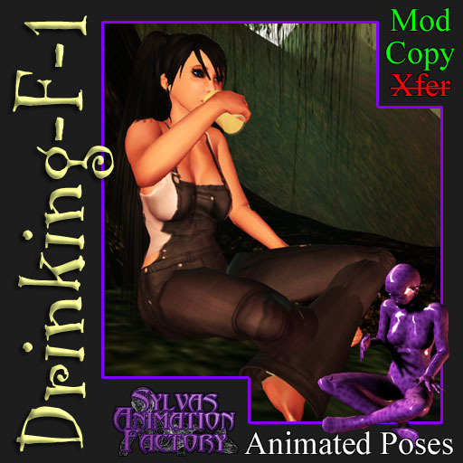 Drinking - F-1 -- Female Crosslegged Sitting and Drinking Animation (copyable)