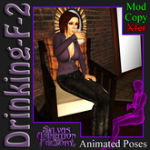 Drinking - F-2 -- Female Chair Sitting and Drinking Animation (copyable)