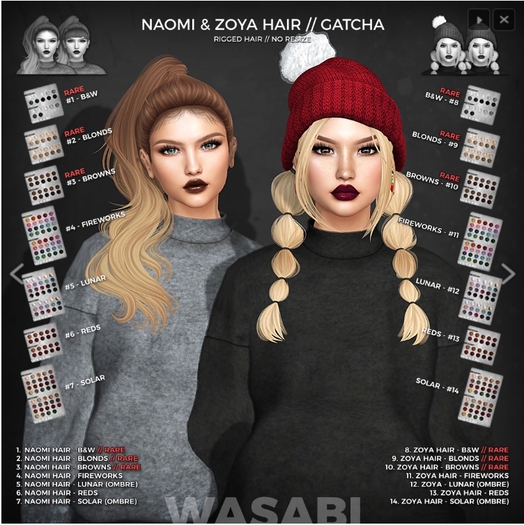 Wasabi // Naomi Mesh Hair - #5 Lunar Ombre