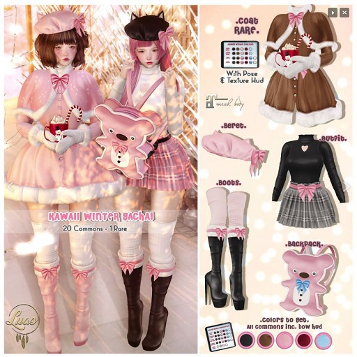 Luas Kawaii Winter Backpack Black