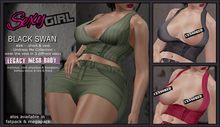 Black Swan ! Ava - undress me - vest - olive stripes