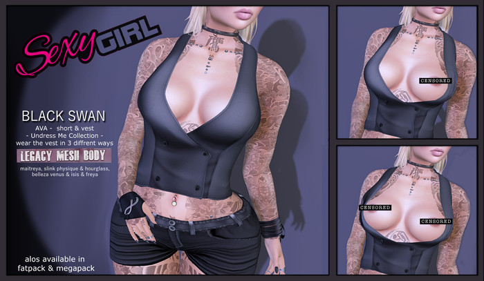 Black Swan ! Ava - undress me - vest - gray stripes