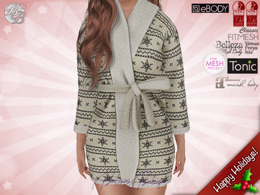 ♥ Peignoir Scandinave Gris-Blanc Blanc ♥