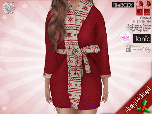 ♥ Scandinavian Red-White Bathrobe ♥