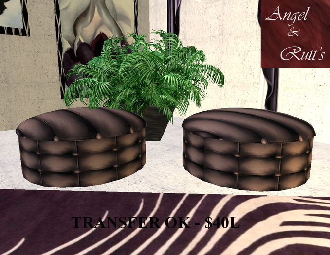 Grey Leather Ottoman