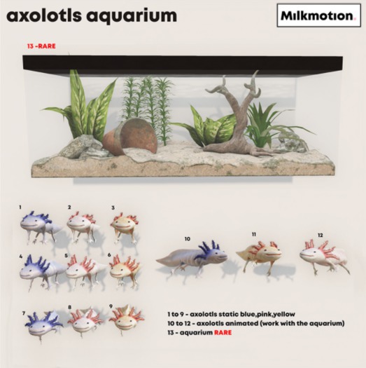 (Milk Motion) Axolotls aquarium - pink static 1