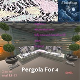 Pergola for 4 serves Iced Tea with windchimes