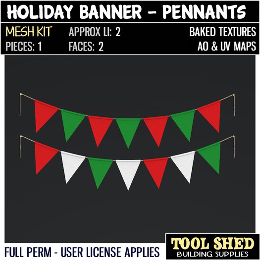 Tool Shed - Holiday Banners - Pennants Mesh Kit - Christmas Decoration