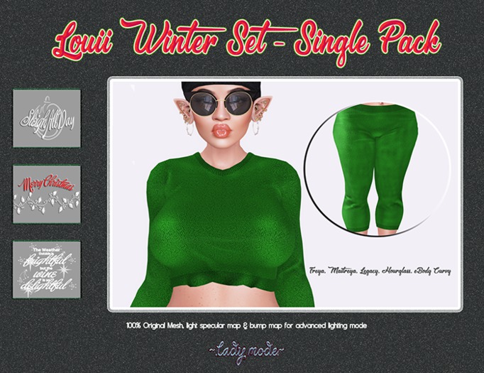 ~.lady mode.~ Louii Winter Set Single Color_green