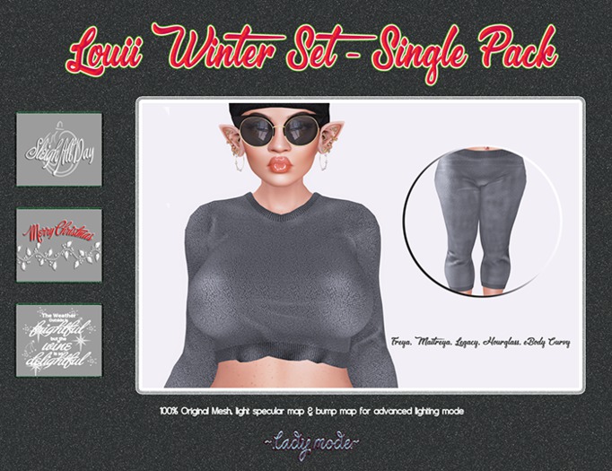 ~.lady mode.~ Louii Winter Set Single Color_light grey