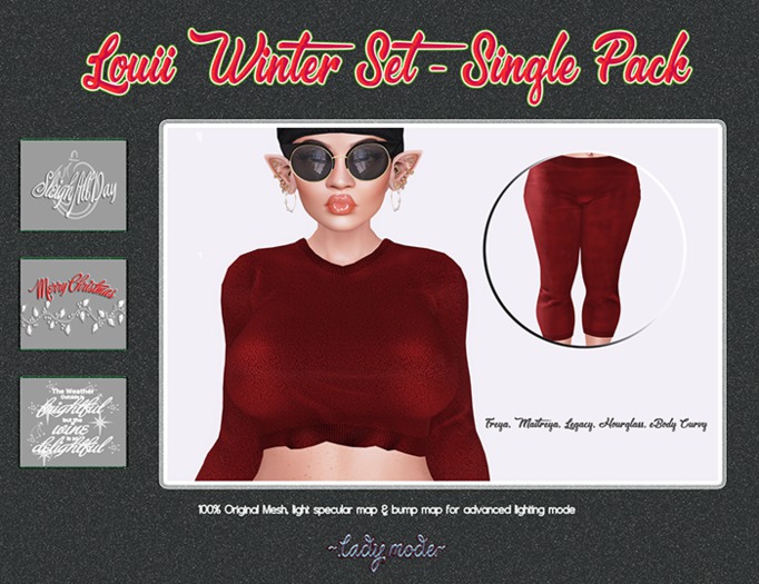 ~.lady mode.~ Louii Winter Set Single Color_Red