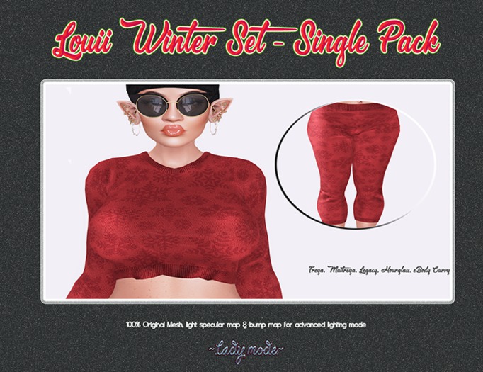 ~.lady mode.~ Louii Winter Set Single Color_red snowflake