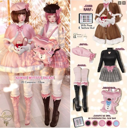 Luas Kawaii Winter Backpack Red