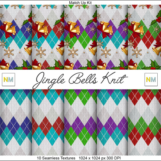Jingle Bells Knit Matchup Kit 10 Seamless Textures NM