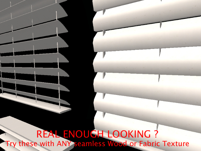 1 Prim Sculpted Window Blinds Master Pack - 27 Sculpty Window Blinds with flexible scripted controls. Jealousies SBK1