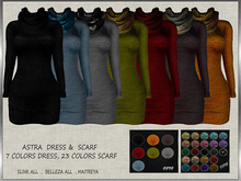 ASTRA KNITTED DRESS 7 COLORS & SCARF 23 COLORS