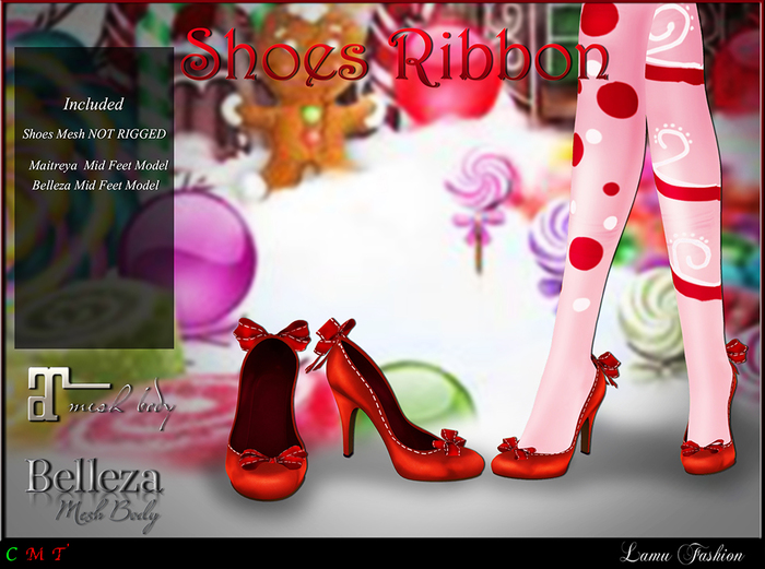 -Lamu Fashion-Shoes Ribbon Red