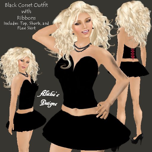 Black Corset Outfit with Ribbons